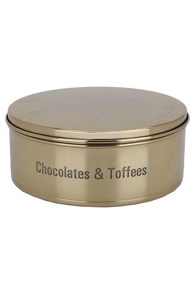 ALSAIF Steel Box 20 Cm Round With Lid Gold