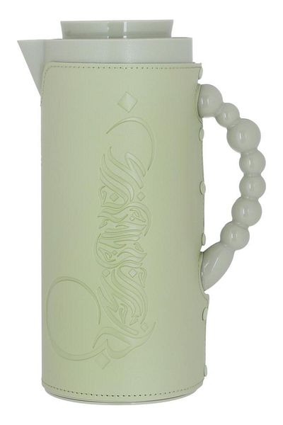 ALSAIF 7 Glass Thermos 1 Liter Plastic Body With Leather Cover Green