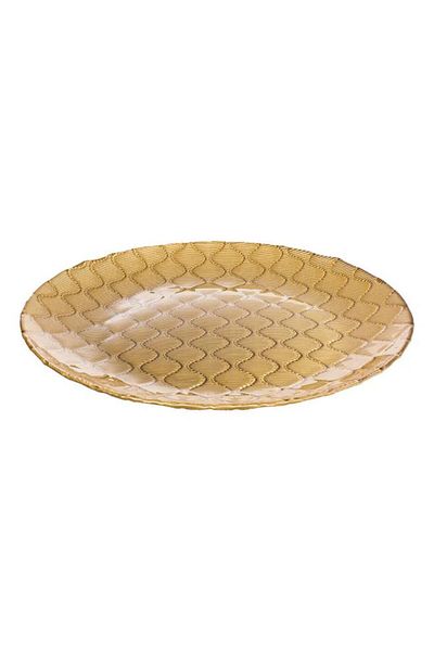 ALSAIF Glass Serving Plate 32X32X2 Cm Gold