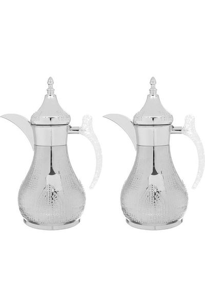 ALSAIF Stainless Steel Thermos Set (Haila) 1 Liter 2 Pieces Silver