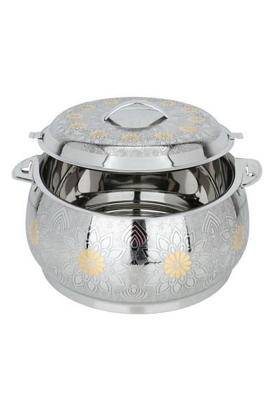 ALSAIF Steel Food Container 7500 Ml Gold Silver Embossed