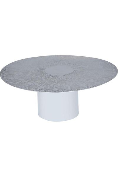 ALSAIF Steel Cake Stand 12 X 30 Cm Round Engraved With Base Silver