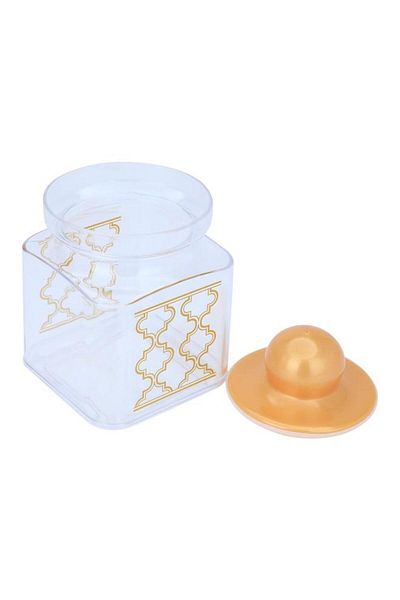 ALSAIF Plastic Spice Container Set With A Golden Lid 3 Pieces Transparent