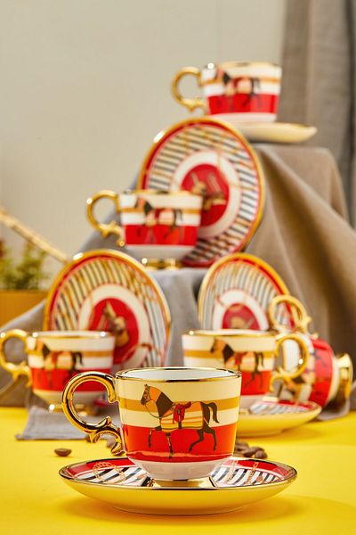 Cooker Gold Gilded 6-Piece Porcelain Coffee Cup Set – Stylish, High Quality and Luxury Design