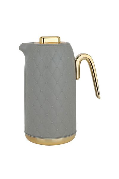 ALSAIF Timeless Rattan Plastic Thermos From 1 Liter With Gold Brown Handle