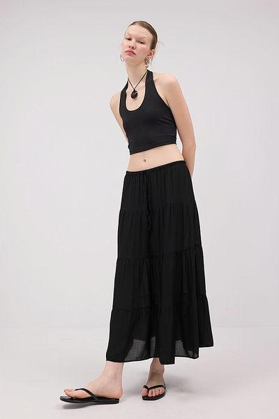 Addax Long Skirt with String Tie on Waist E16612