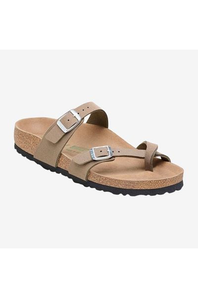Birkenstock شبشب نسائي نباتي من Mayari Bf - نعل فلين بين أصابع القدم، أسمر ضارب للصفرة1026702