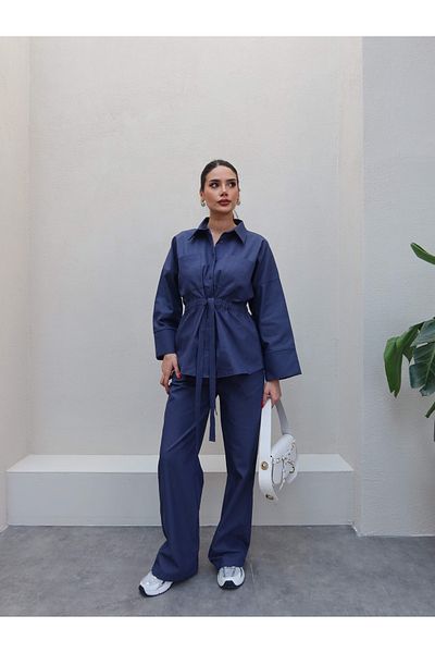 ESRAHELVACI Tie Waist Shirt Pants Set