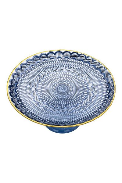 ALSAIF Glass Serving Stand 21 Cm Blue