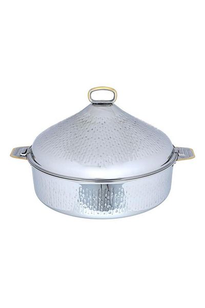 ALSAIF Steel Taj Food Container 2.5 Liter 25 Cm Round Silver