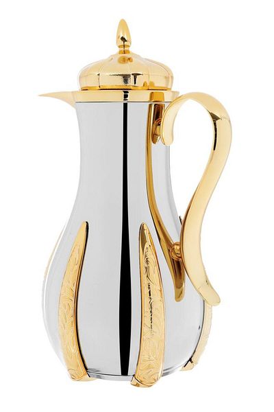 ALSAIF Sana Stainless Steel Thermos Set 2 Pieces 1/1 Liter Golden Silver