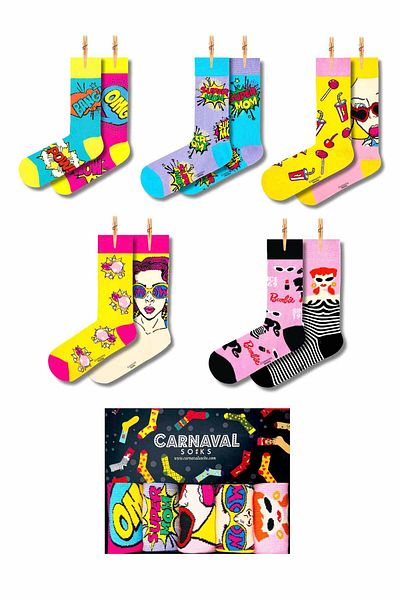 CARNAVAL SOCKS Комплект от 5 десни и леви шарени цветни чорапи