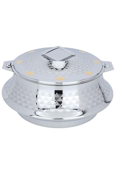 ALSAIF Ashwaq Steel Food Container 7500 Ml Indian Gold Silver Pattern