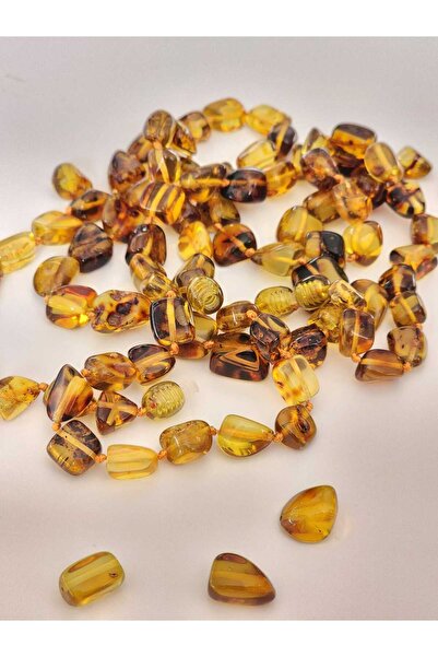 Kehribar Sarayı Serbest Naturel Kesim Orijinal Kehribar 50 cm Yetişkin Kolye