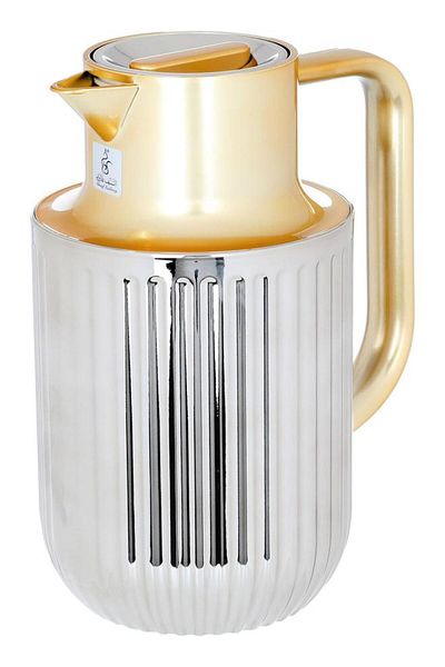 ALSAIF Laura Plastic Thermos 1 Liter Gold Silver Handle