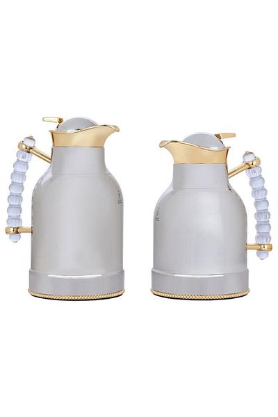 ALSAIF Farida Stainless Steel Thermos Set 2 Pieces 0.7 / 1 Liter Golden Silver