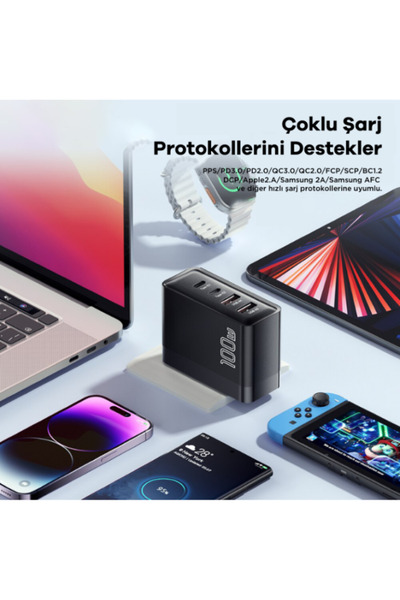 Tech&bello accessories Bt-03 100w 4 Port Usb Type-c Hızlı Şarj Adaptörü