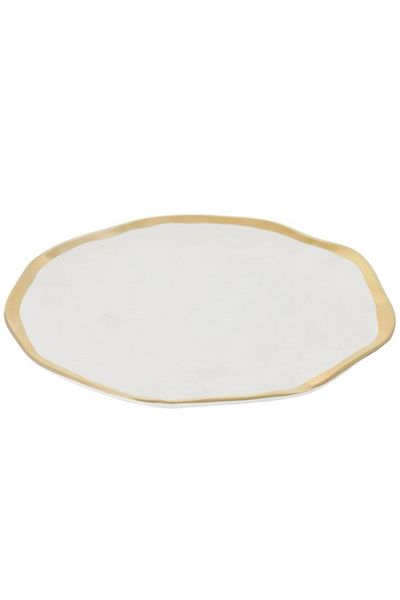 ALSAIF Porcelain Plate 27 X 27 X 2 Cm Circular With Golden Font Large White