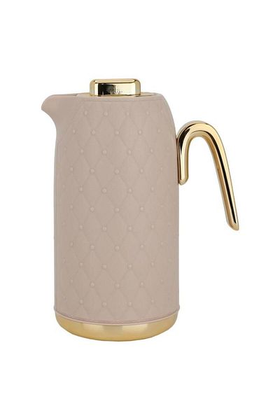 ALSAIF Plastic Rattan Thermos 1 Liter Golden Light Brown Handle