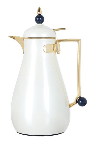 ALSAIF Crystal Steel Thermos Set 0.75 / 1 Liter 2 Pieces Tofaria Pearl Gold