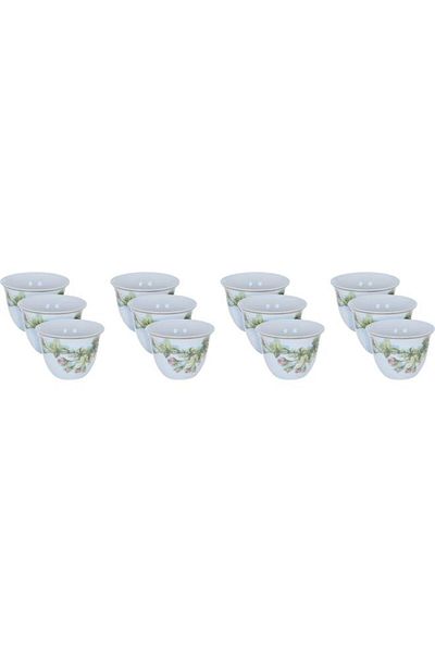 ALSAIF Porcelain Arabic Coffee Cups Set 12 Pieces White