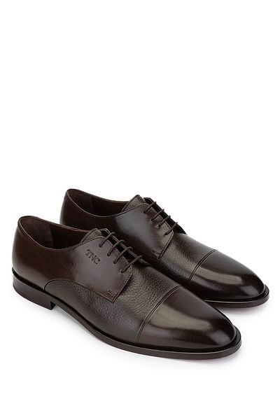 Tamer Tanca Men's Genuine Leather Brown Classic Shoes