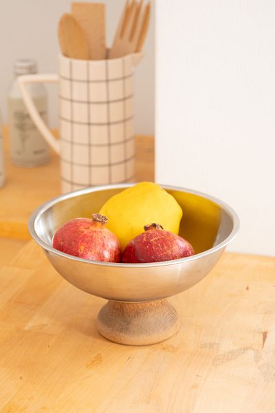 Beige & Stone 22 cm Presenter Bowl with Asymmetrical Wooden Legs