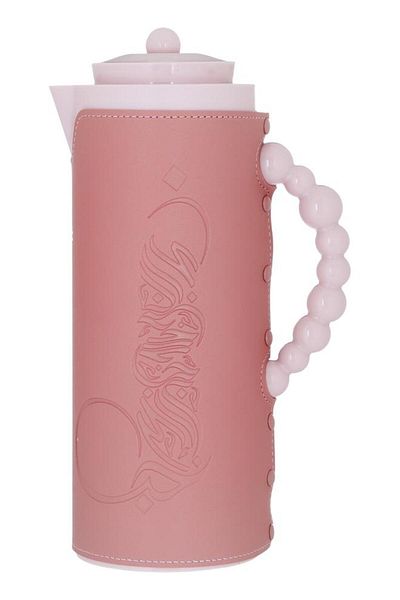 ALSAIF Royal 7 Glass Thermos 1 Liter Plastic Body With Leather Cover Pink