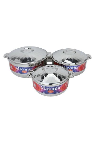 ALSAIF Steel Food Container Set 3 Pieces Silver