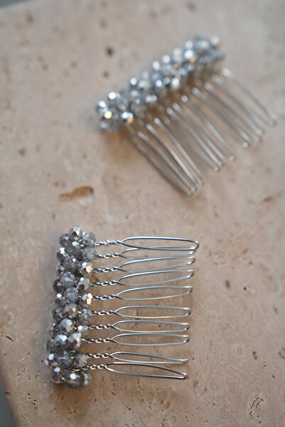 İstoria Bridal مشبك مشط صغير من الكريستال الفضي مكون من قطعتين، مشبك خطوبة، إ...