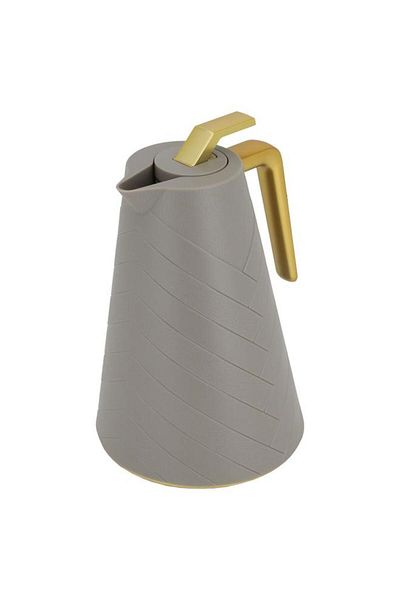 ALSAIF Plastic Thermos 1 Liter With Gold Handle Gold Beige