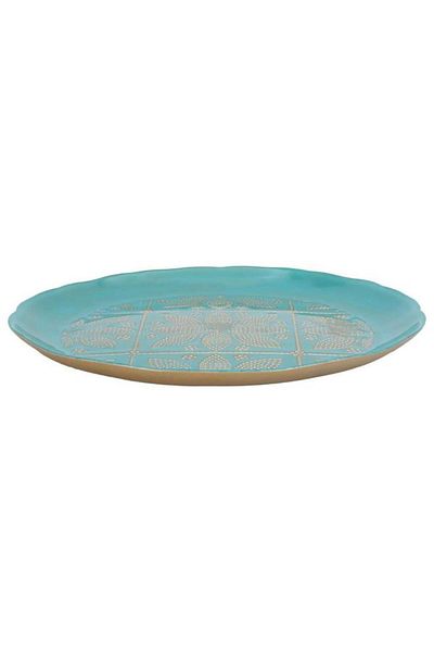 ALSAIF Glass Serving Plate 12X12X2 Cm Turquoise
