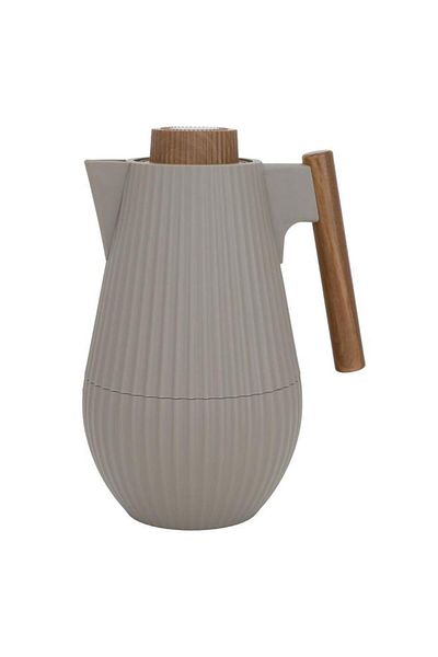 ALSAIF Layar Plastic Thermos With Wooden Handle Squeeze 1 Liter Cappuccino