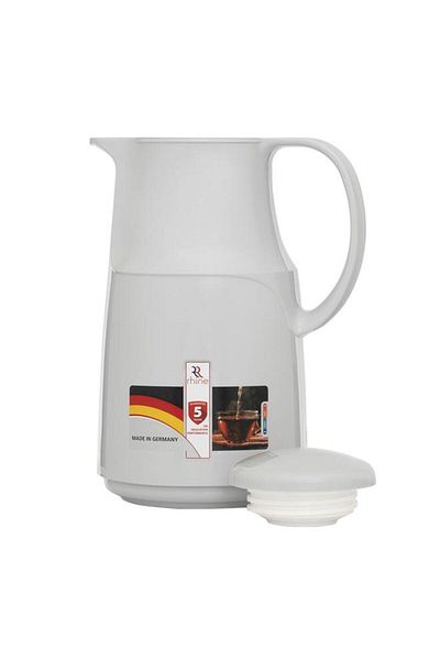 ALSAIF Stone Plastic Thermos 1 Liter Ribbed Light Grey