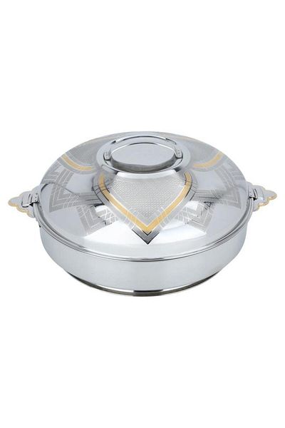 ALSAIF Maglit Steel Food Container 35 Cm Gold Silver Embossed
