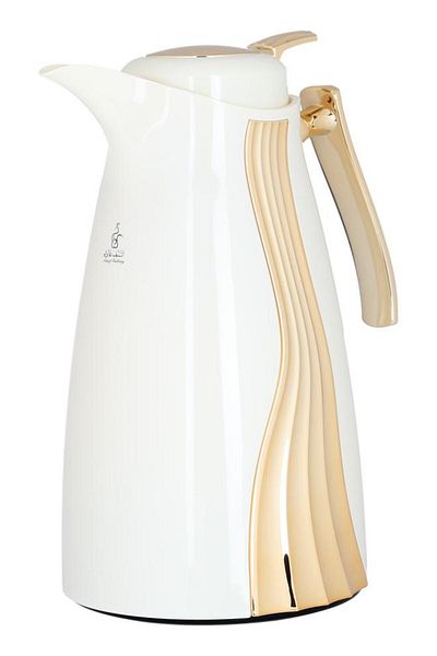 ALSAIF Karma Plastic Thermos Set 1+1 Liter Golden Pattern 2 Pieces White