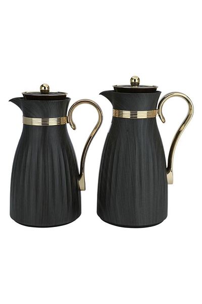 ALSAIF Dana Plastic Thermos Set 2 Pieces Black Gold