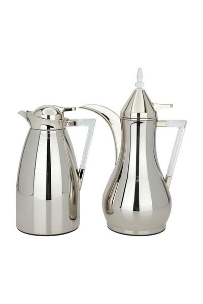 ALSAIF Maha Steel Thermos Set 2 Pieces 1/1 Liter Silver