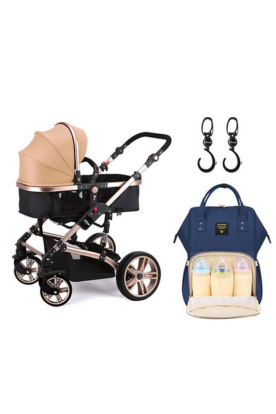 TEKNUM Teknum 3 in 1 stroller-Khaki + Sunveno Diaper Bag + Hooks