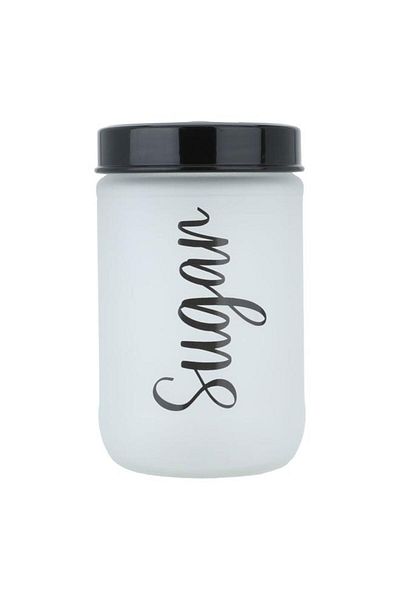 ALSAIF Glass Canister 660 Ml 9X14 Cm Black White