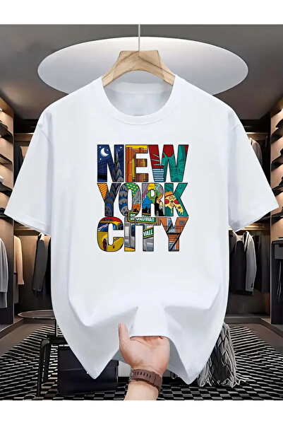 npLStore تي شيرت كبير الحجم مطبوع عليه مدينة نيويورك للجنسين