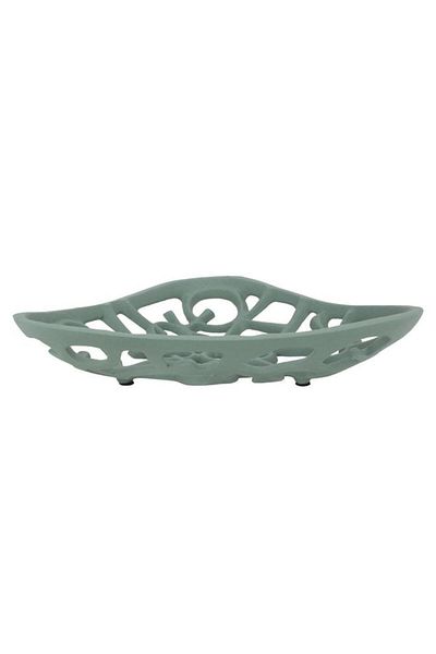 ALSAIF Painted Iron Serving Plate 5 X 30 X 30 Cm Triangle Shape Light Green