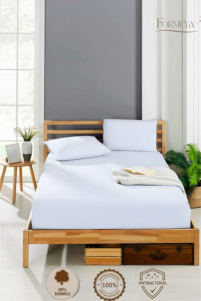 Formeya Spannbettlaken aus 100 % Baumwolle, für Einzel-/Doppelbett, gekämmtes Spannbettlaken