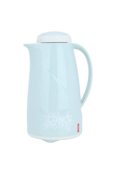 ALSAIF German Plastic Thermos 1 Liter Rose Pattern Cyan