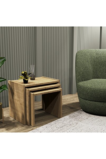 Cool Home Vera 3'lü Zigon Sehpa , Servis Sehpası Sepet