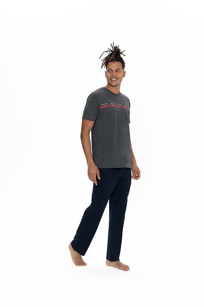 U.S. Polo Assn. Βαμβακερό, Πλήρης λαιμόκοψη, Στήθος στάμπα, Κοντό μανίκι, Σετ ανδρικής πιτζάμα