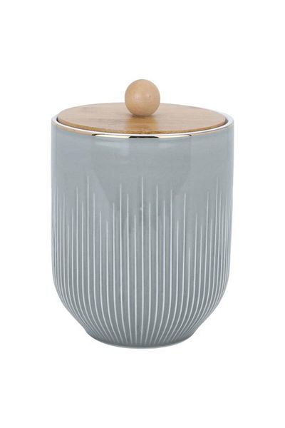 ALSAIF Porcelain Box With Wooden Lid Gray