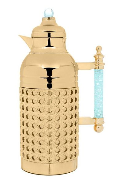 ALSAIF Sarah Plastic Thermos Set 1 Liter Green Gold Crystal Handle