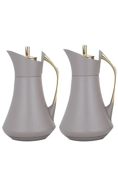 ALSAIF Karma Pro Steel Thermos Set 2 Pieces 0.7 / 1 Liter Dark Gray