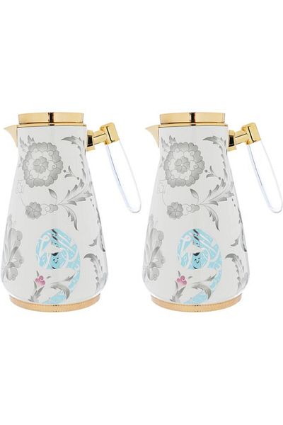 ALSAIF Walaa Steel Thermos Set 0.75/1L 2 Pieces White